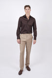 HARDY AMIES HA493SF Slim Fit Plain Shirt - Espresso