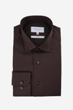 HARDY AMIES HA493SF Slim Fit Plain Shirt - Espresso