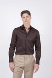 HARDY AMIES HA493SF Slim Fit Plain Shirt - Espresso