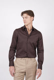 HARDY AMIES HA493SF Slim Fit Plain Shirt - Espresso
