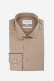 HARDY AMIES HA495SF Slim Fit Plain Shirt - Sand