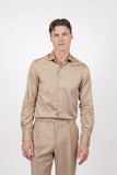 HARDY AMIES HA495SF Slim Fit Plain Shirt - Sand