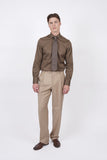HARDY AMIES HA497SF Slim Fit Plain Shirt - Chocolate