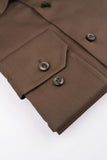 HARDY AMIES HA497SF Slim Fit Plain Shirt - Chocolate