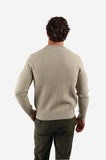 JAMES HARPER JHK68 Chunky Rib Knit Crew Jumper- Natural