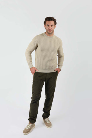 JAMES HARPER JHK68 Chunky Rib Knit Crew Jumper- Natural