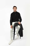 JAMES HARPER JHK72 1/4 Zip Fleck Knitwear - Black
