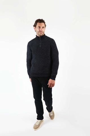 JAMES HARPER JHK72 1/4 Zip Fleck Knitwear - Navy