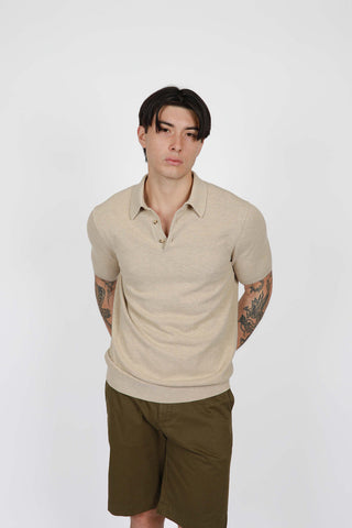 JAMES HARPER JHS77 3 Button Polo Knit Shirt - Wheat