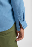 James Harper JHS500 L/S Linen Shirt - Mid Blue