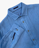 James Harper JHS500 L/S Linen Shirt - Mid Blue