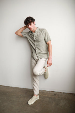 James Harper JHS601 S/S Textured Dobby Shirt - Olive