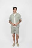 JAMES HARPER JHS604 Cuban Collar Short Sleeve Linen Shirt - Foam