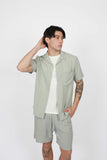 JAMES HARPER JHS604 Cuban Collar Short Sleeve Linen Shirt - Foam