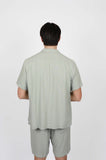 JAMES HARPER JHS604 Cuban Collar Short Sleeve Linen Shirt - Foam