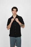 JAMES HARPER JHS62O Fancy Knit S/S Shirt - Black
