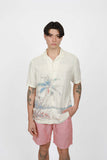 JAMES HARPER JHS621 Hawai Cuban Collar Linen Shirt - Natural
