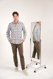 JAMES HARPER JHS643 Dobson L/S Print Shirt - Pesto