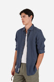 JAMES HARPER JHS725 L/S Linen Shirt - Bluesteel