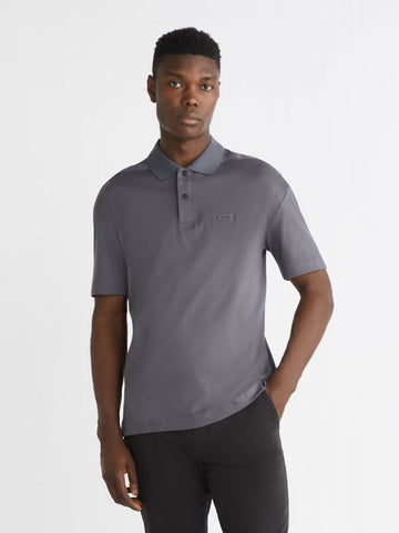 CALVIN KLEIN K10K111865 Tonal Debossed Logo Tape Polo - Magnet