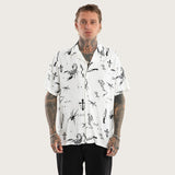 KISS CHACEY Scatter Resort Short Sleeve Shirt - White Print