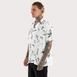 KISS CHACEY Scatter Resort Short Sleeve Shirt - White Print