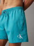 CALVIN KLIEN KM0KM01161 Monogram Medium Drawstring Swim Shorts -  HAZY TEAL