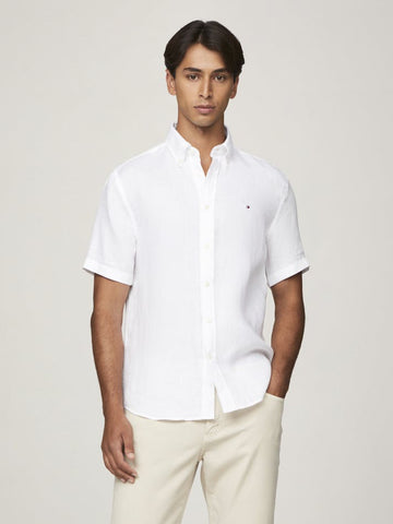 TOMMY HILFIGER MW0MW31734_YCF WCC PREMIUM LINEN RF SHIRT S/S - Optic White