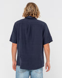 RUSTY OVERTONE SHORT SLEEVE LINEN SHIRT - Navy Blue