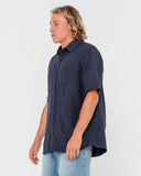 RUSTY OVERTONE SHORT SLEEVE LINEN SHIRT - Navy Blue