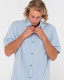 RUSTY OVERTONE SHORT SLEEVE LINEN SHIRT - Sky Blue