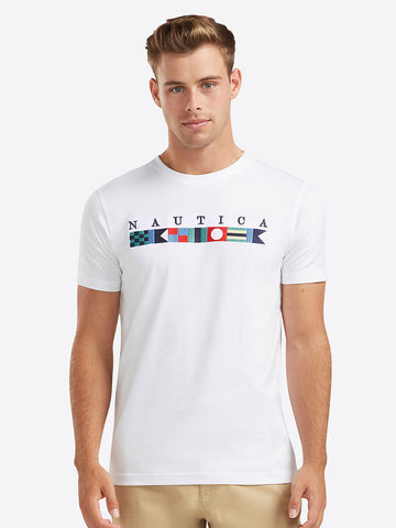 NAUTICA JEANS CO. Mens Graphic Long Sleeve T-Shirt  Sz.Medium/Gray/Anchor/Coastal