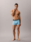 CALVIN KLEIN Intense Power NB3608 Cotton 3 Pack Trunks - Harbor Mist/black/chilly Blue