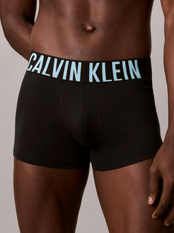 CALVIN KLEIN Intense Power NB3608 Cotton 3 Pack Trunks - Black/Harbor Mist Logo/Black/White