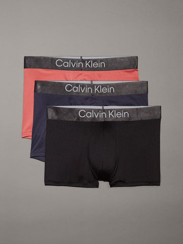 CALVIN KLEIN NB4269 MICRO STRETCH 3 PACK LOW RISE TRUNKS - BLACK/SPEAKEASY/ANTIQUE PINK