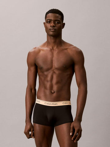 CALVIN KLEIN Microfibre Stretch NB4409 3-Pack Low Rise Trunk - Black Bodies/Gulf Blue/Light Cast/Peach
