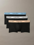 CALVIN KLEIN Microfibre Stretch NB4409 3-Pack Low Rise Trunk - Black Bodies/Gulf Blue/Light Cast/Peach
