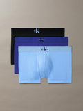 CALVIN KLEIN Graphic Monogram NB4472 3-Pack Cotton Stretch Trunk - Black/Blue River Fog/Blue River Fog