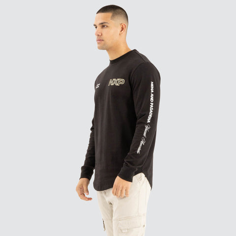 NENA AND PASADENA Dice Dual Curved LS Tee - Jet Black
