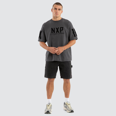 NENA AND PASADENA Dwell Loopback Raptor Tee - Asphalt