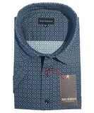 Blue Horizon BH48662 Poly Cotton Print S/S Shirt - Indigo