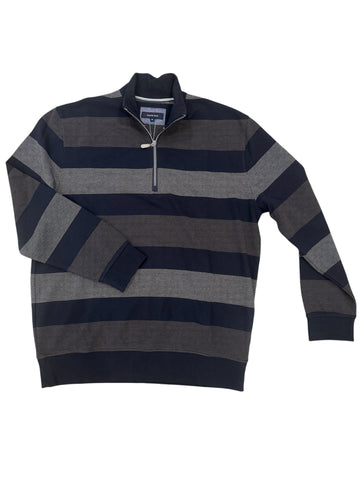 BACK BAY G580106 Block Stripe 1/4 Zip Jumper - Peat