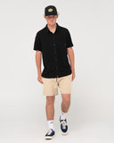 RUSTY Overtone Short Sleeve Linen Shirt - Black