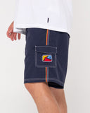 RUSTY Tripped Out 20" Elastic Waist Boardshort - Navy Blue