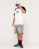 RUSTY Wagwan Raglan Graphic Tee - White