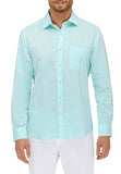 CITY CLUB FLP025 RESORT L/S Linen Shirt - Aqua