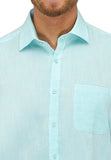 CITY CLUB FLP025 RESORT L/S Linen Shirt - Aqua