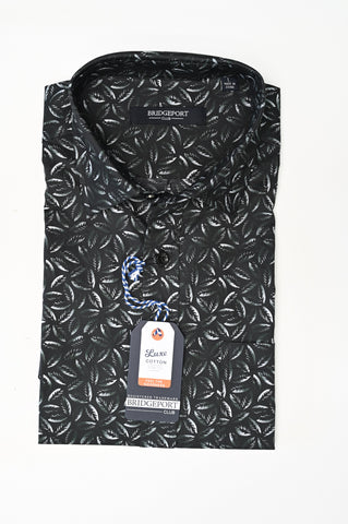 Bridgeport B2332 Short Sleeve Woven Palm Print Shirt - Graphite