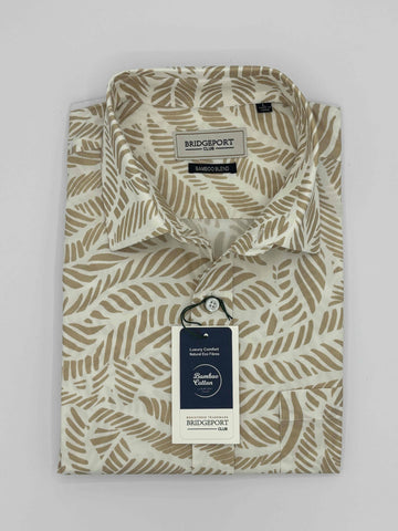 Bridgeport B2660 Short Sleeve Bamboo Print Shirt - Hazelnut
