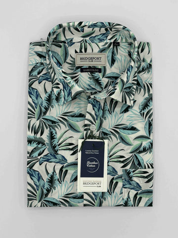 Bridgeport B2663 Short Sleeve Bamboo Print Shirt - Sage